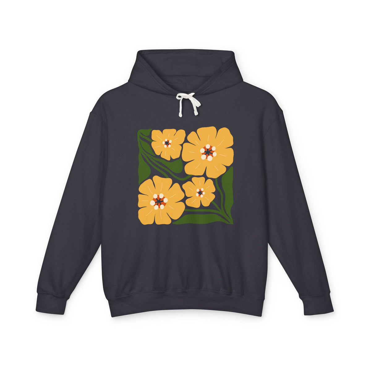 Yellow Blossom Graphic Lightweight Women's Hooded Sweatshirt