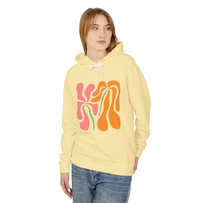 Groovy Pink & Orange Floral Lightweight Women's Hooded Sweatshirt