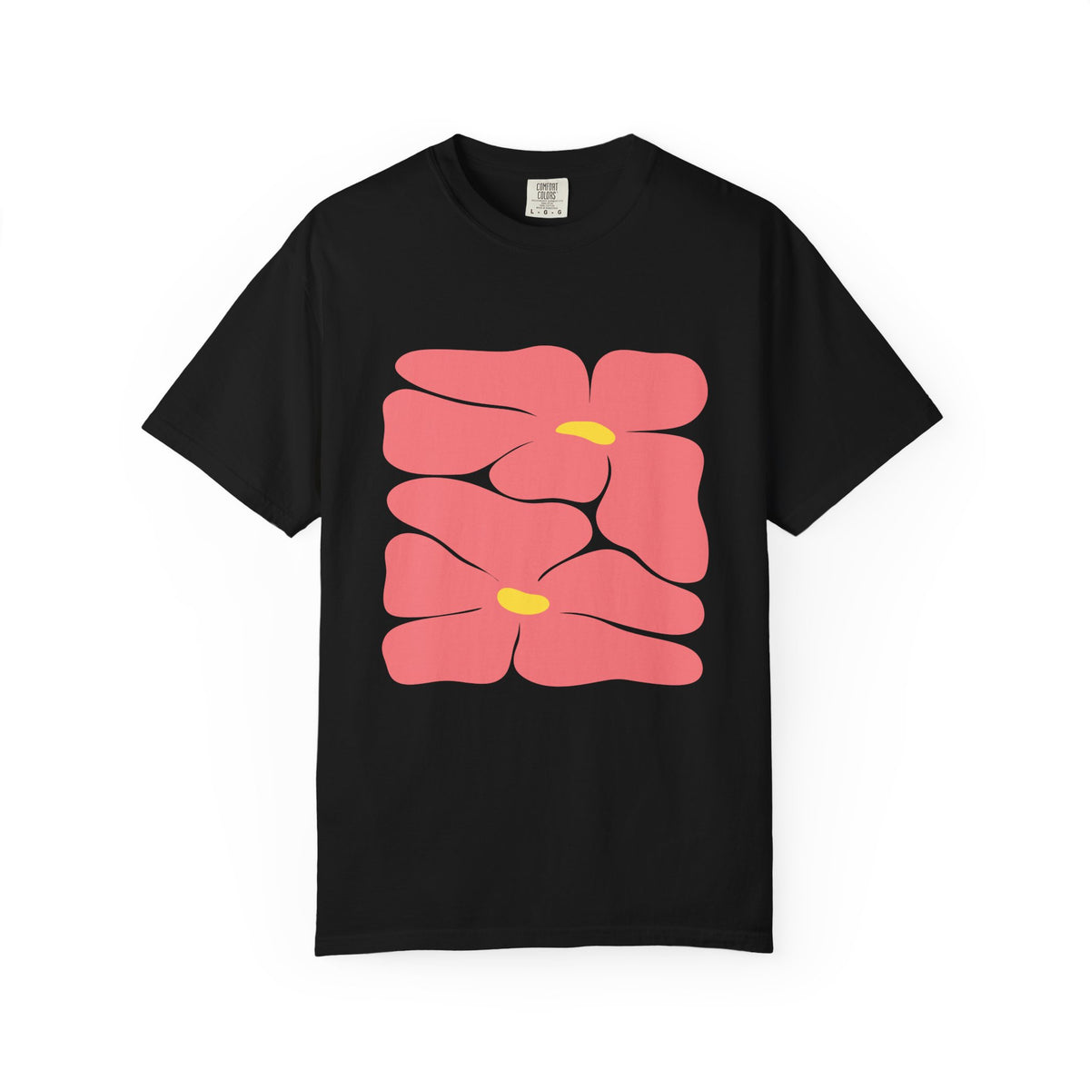 Pink Retro Flowers Graphic Garment-Dyed Women's T-Shirt