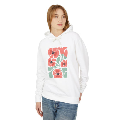 Floral Poppy Lightweight Women's Hooded Sweatshirt