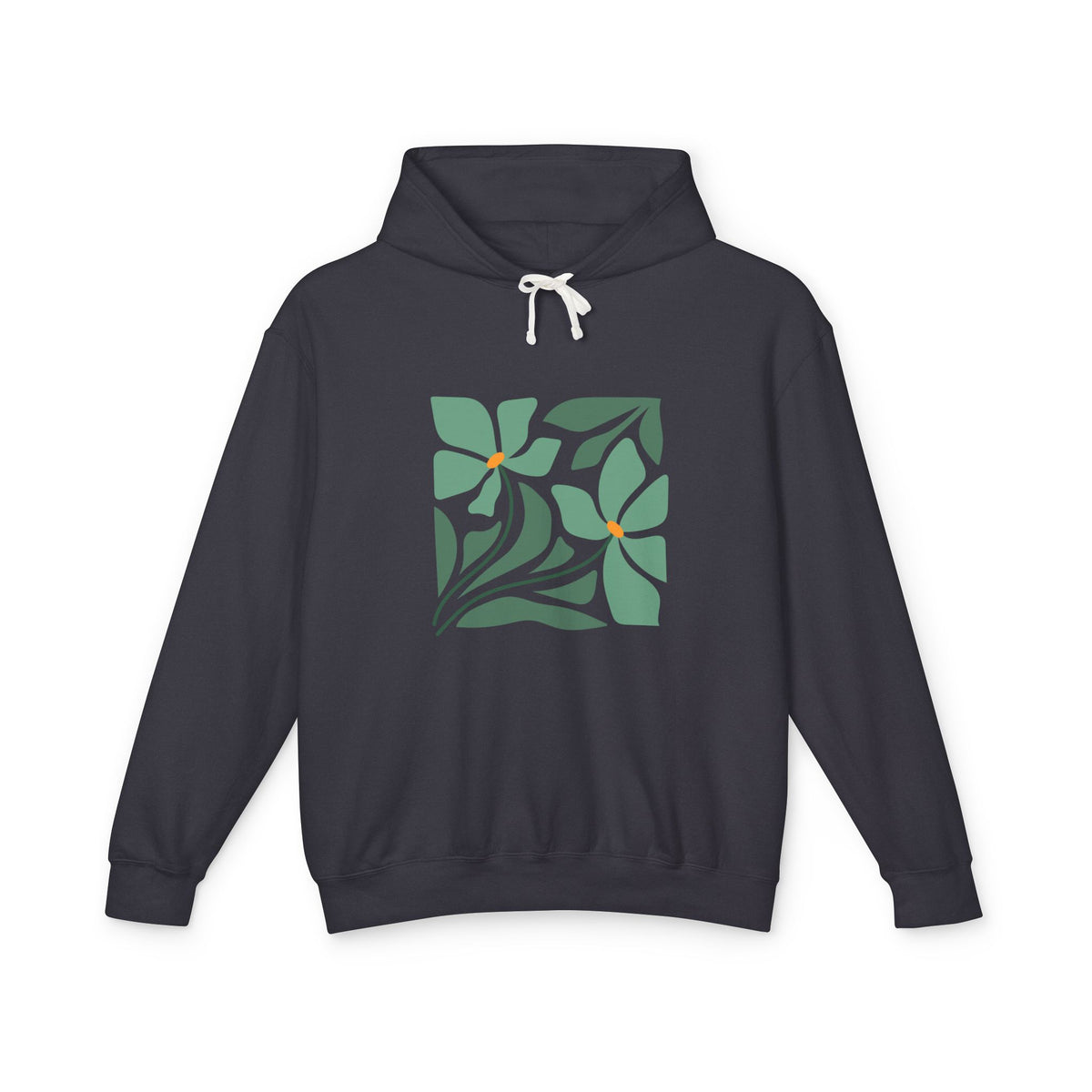 Green Botanical Square Design Lightweight Women's Hooded Sweatshirt