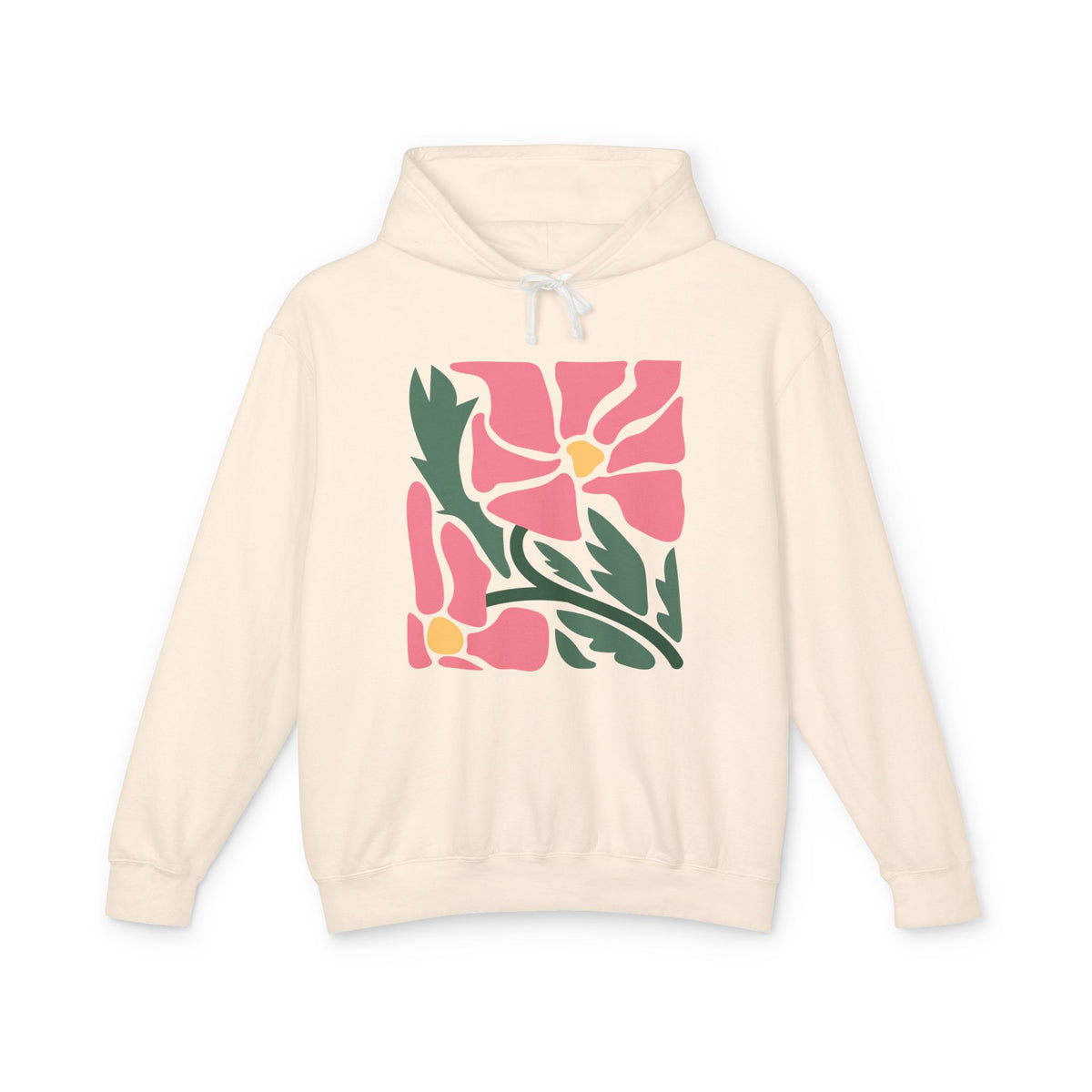 Pink Garden Graphic Lightweight Women's Hooded Sweatshirt