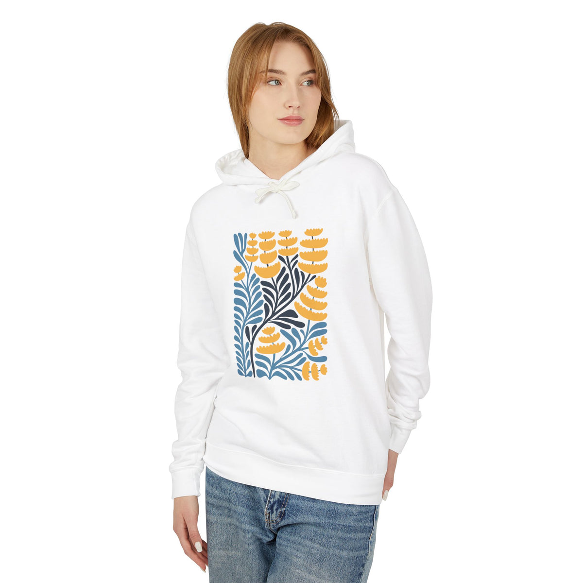Botanical Floral Pattern Lightweight Women's Hooded Sweatshirt