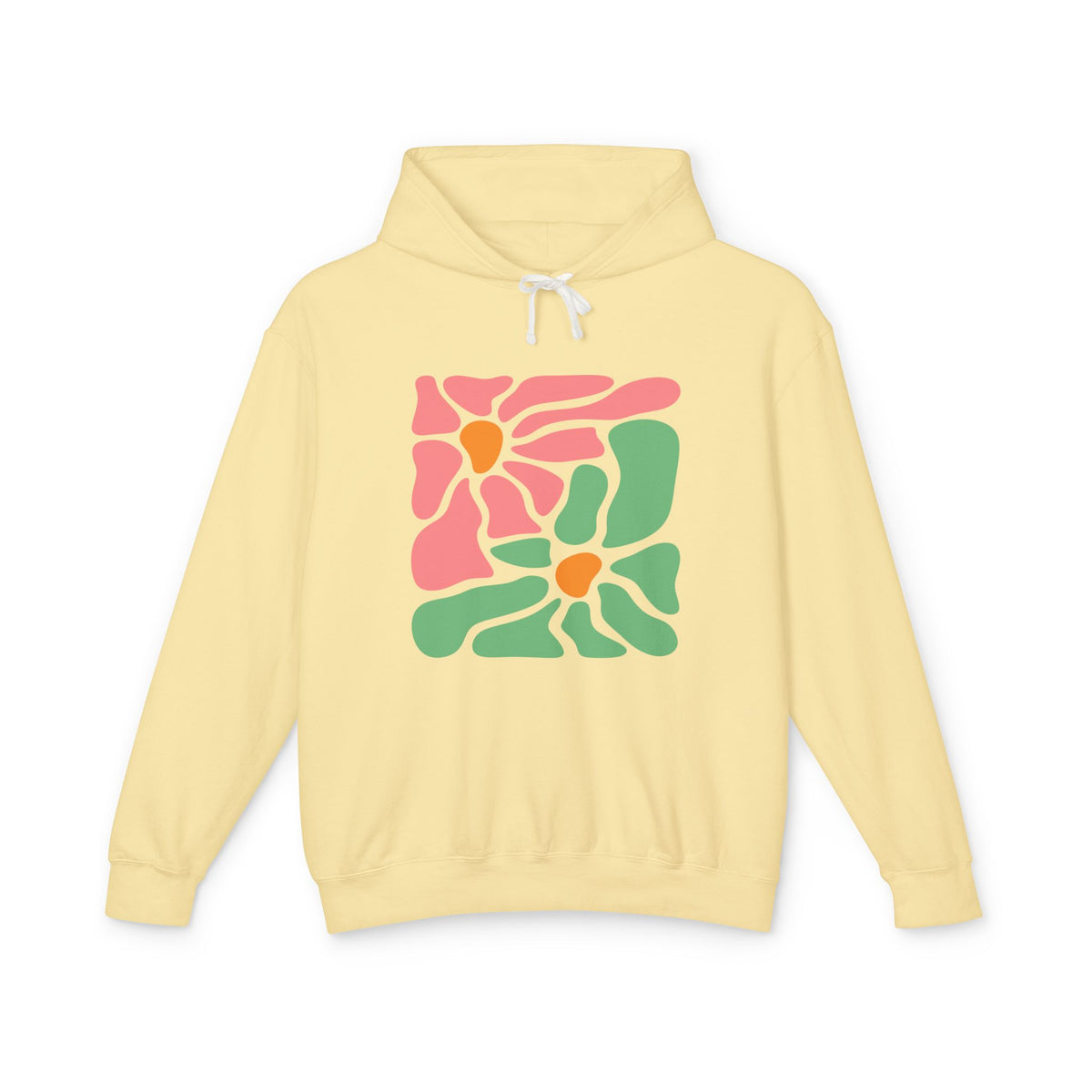Abstract Pink & Green Flower Lightweight Women's Hooded Sweatshirt