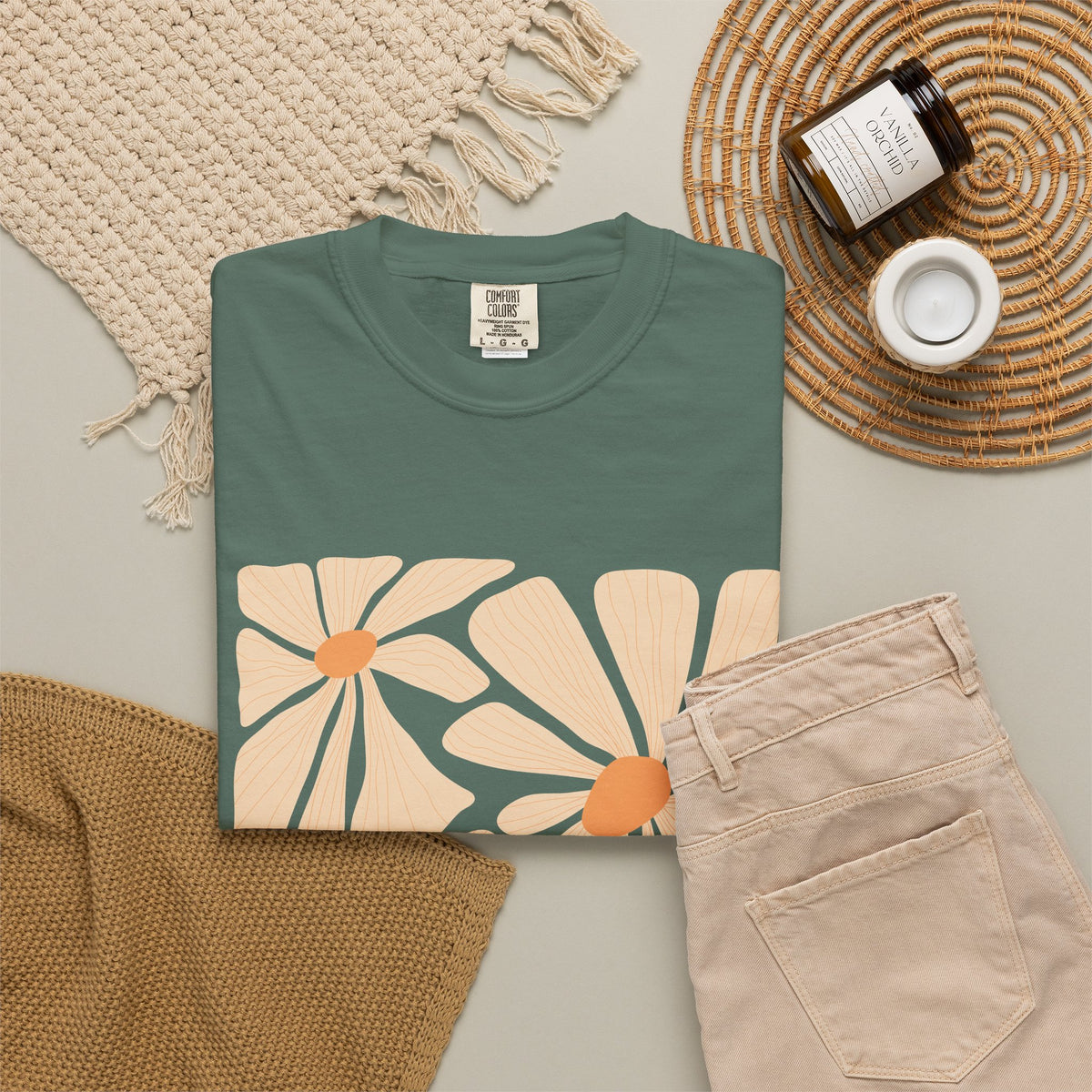 Daisy Square Garment-Dyed Women's T-Shirt