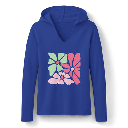 Floral Retro Block Print Long Sleeve Women's Hoodie