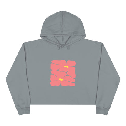 Pink Retro Flowers Graphic Crop Hoodie