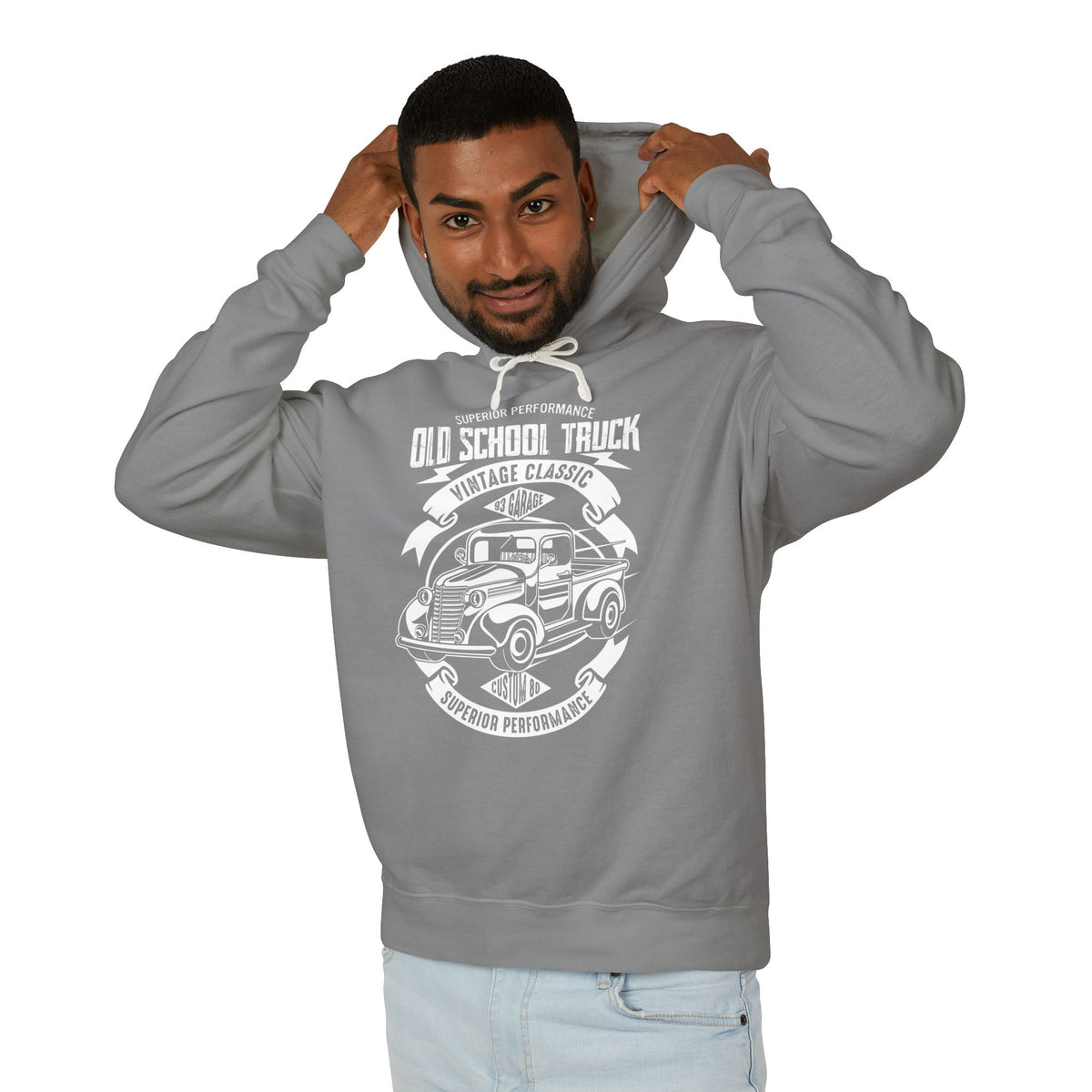 Old School Truck Vintage Classic Lightweight Hooded Sweatshirt