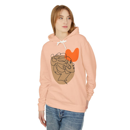 Abstract Heart Line Art Lightweight Women's Hooded Sweatshirt