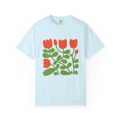 Floral Tulip Garment-Dyed Women's T-Shirt