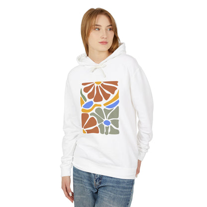 Retro Floral Abstract Art Lightweight Women's Hooded Sweatshirt