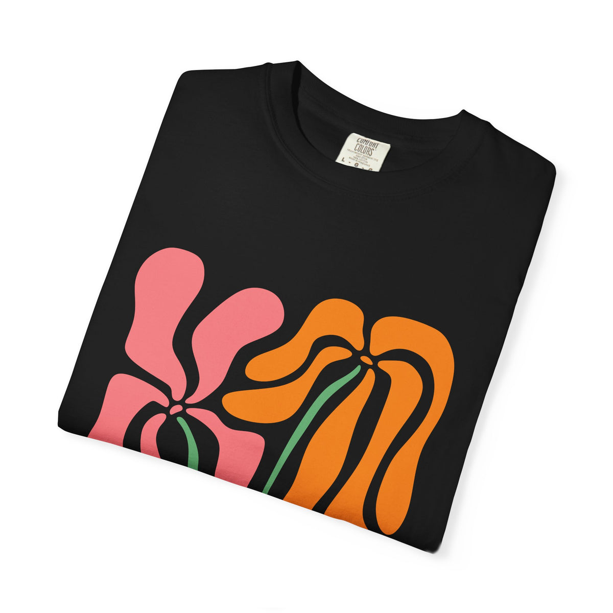Groovy Pink & Orange Floral Garment-Dyed Women's T-Shirt
