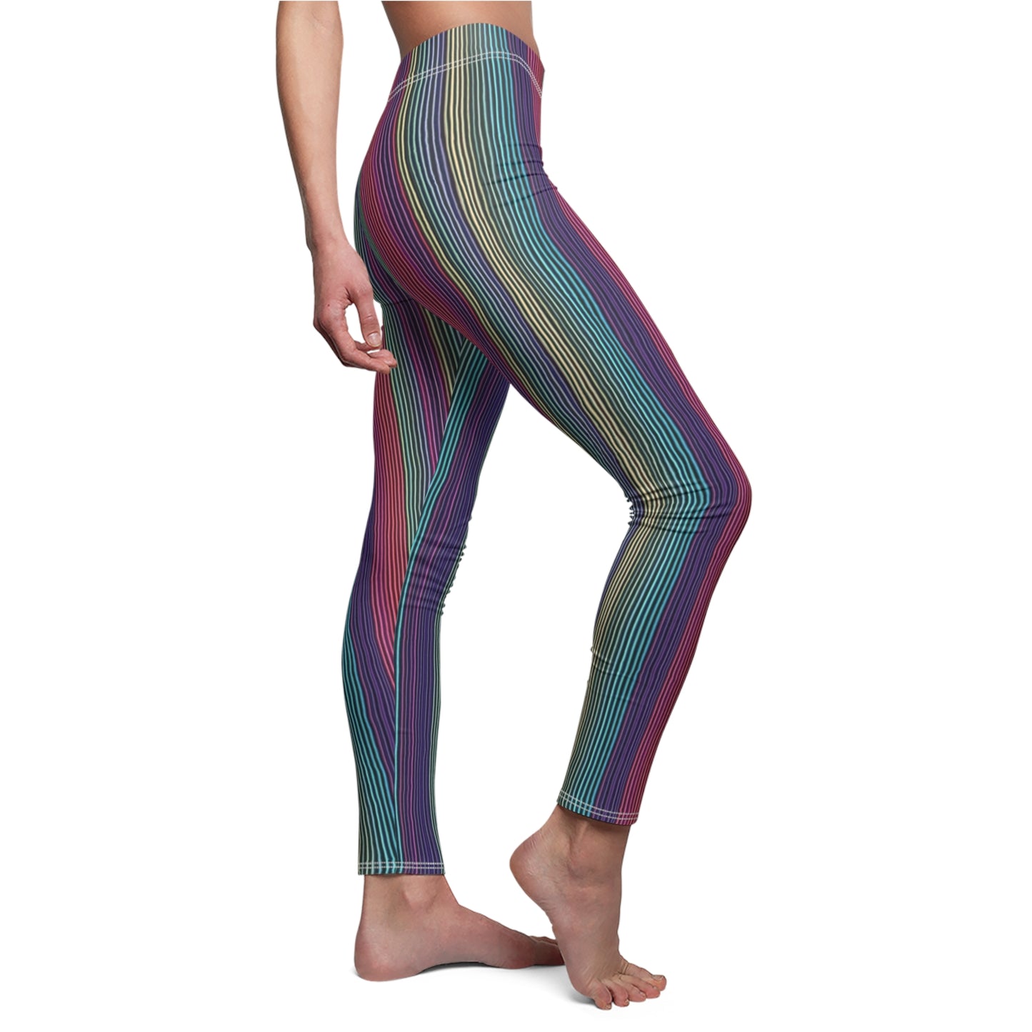Vertical Striped Rainbow Women's Casual Leggings