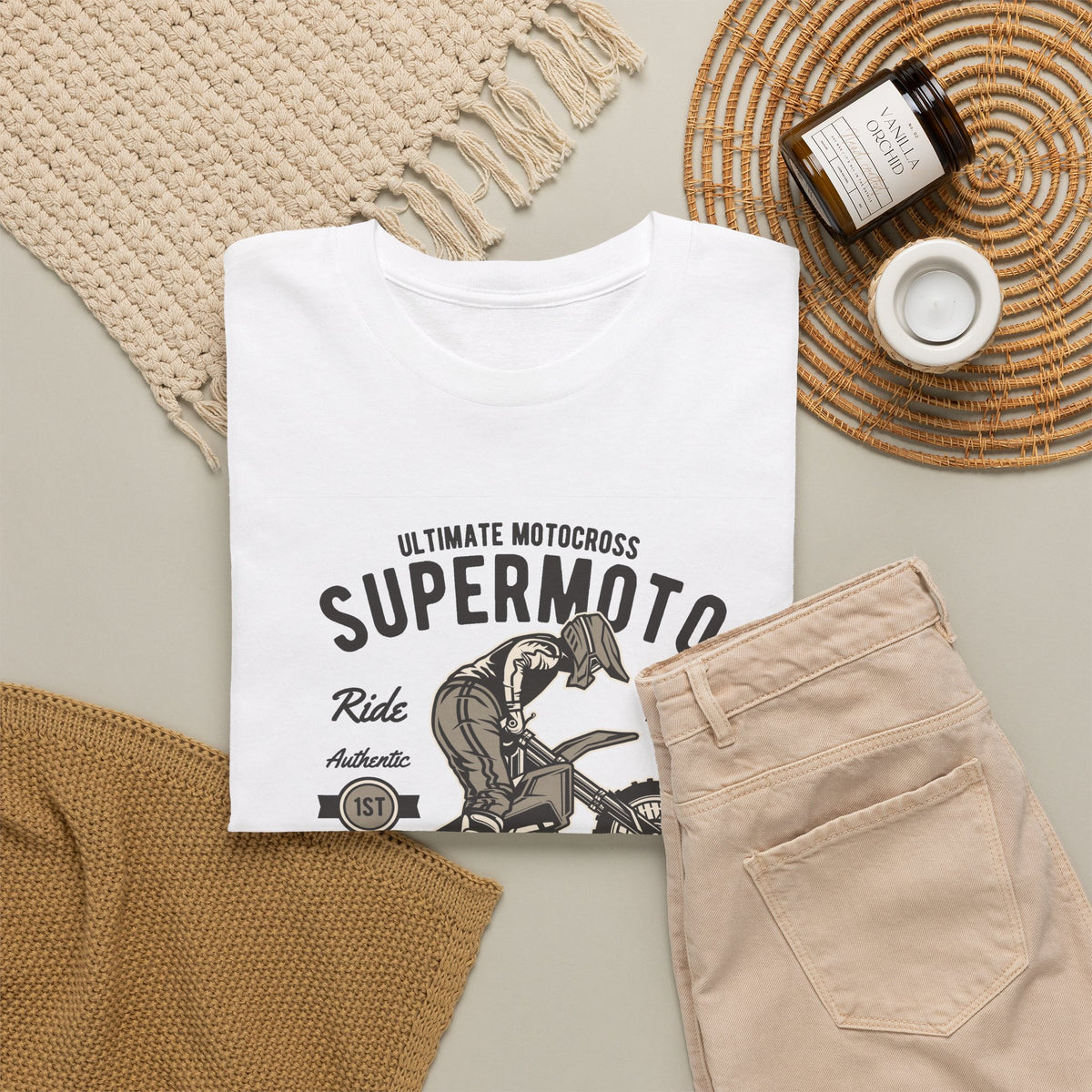 Super Moto Vintage Motorcycle Graphic T-Shirt