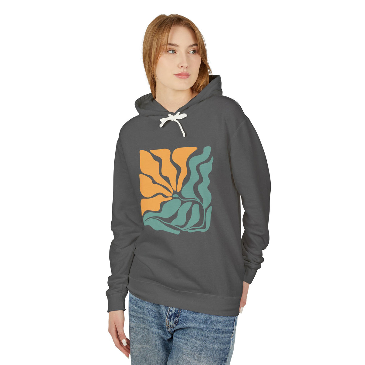 Abstract Sun & Ocean Wave Lightweight Women's Hooded Sweatshirt