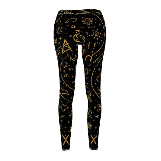Black & Gold Astrology Symbols Women's Leggings