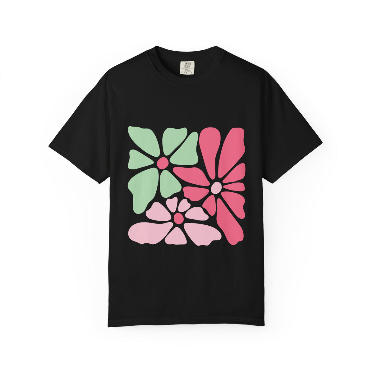 Floral Retro Block Print Garment-Dyed Women's T-Shirt