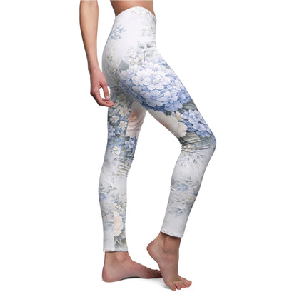 Floral Pastel Rose & Hydrangea Women's Casual Leggings