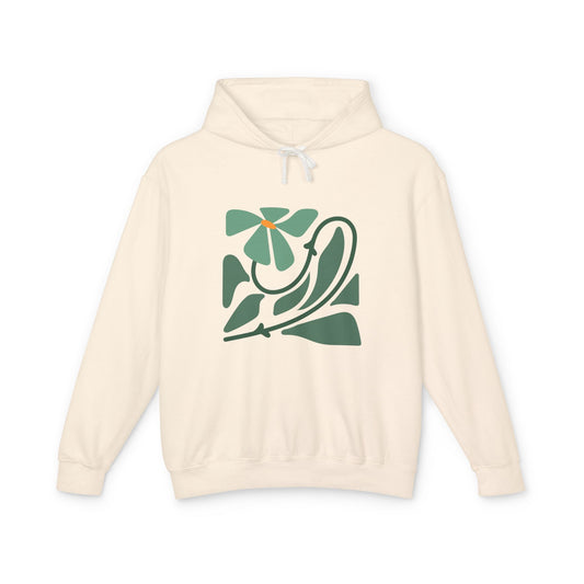 Green Minimalist Floral Design Lightweight Women's Hooded Sweatshirt