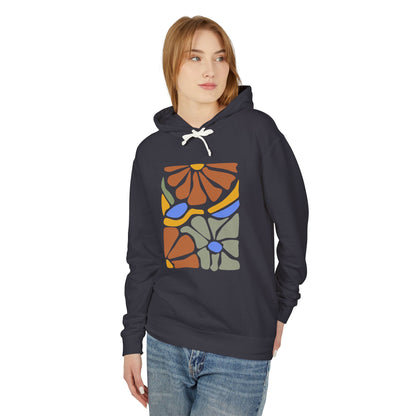 Retro Floral Abstract Art Lightweight Women's Hooded Sweatshirt