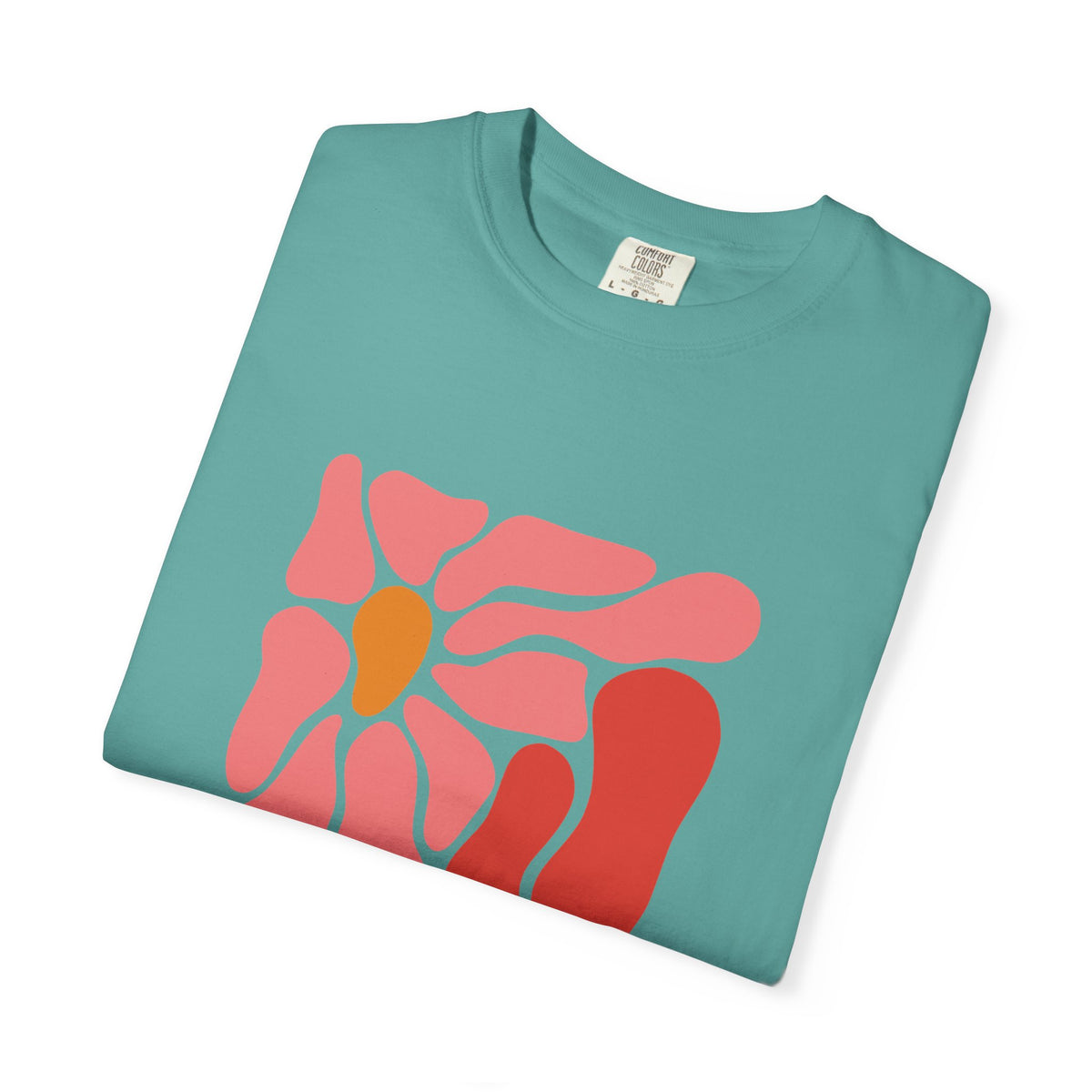 Pink Retro Flower Graphic Garment-Dyed Women's T-Shirt