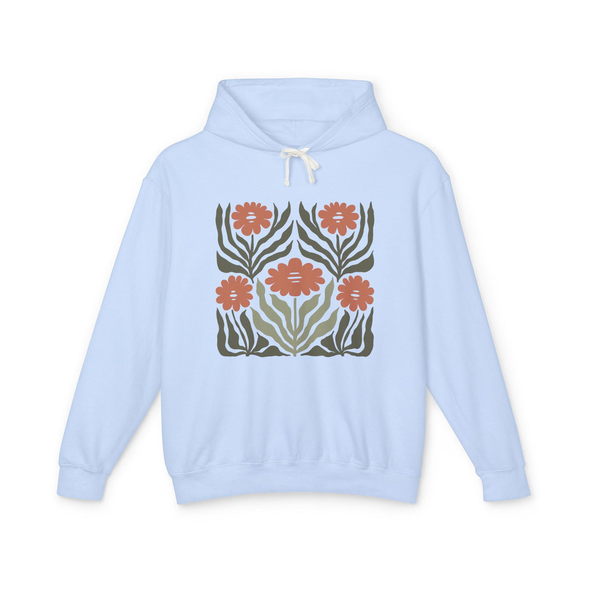 Rustic Flower Print Lightweight Women's Hooded Sweatshirt
