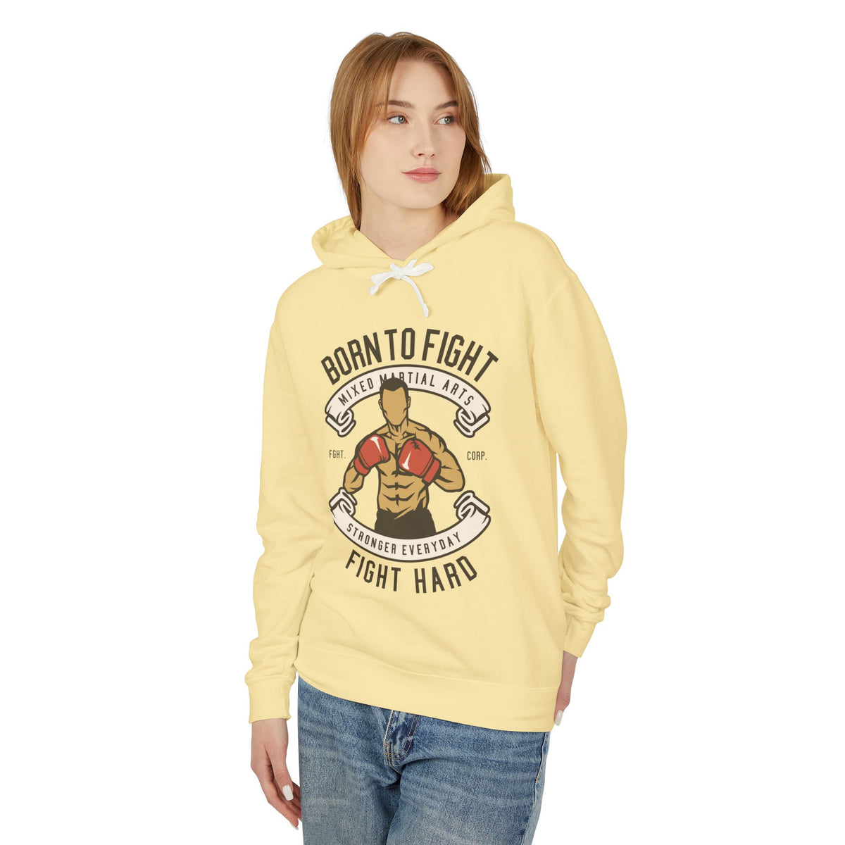"Born to Fight" Lightweight Hooded Sweatshirt