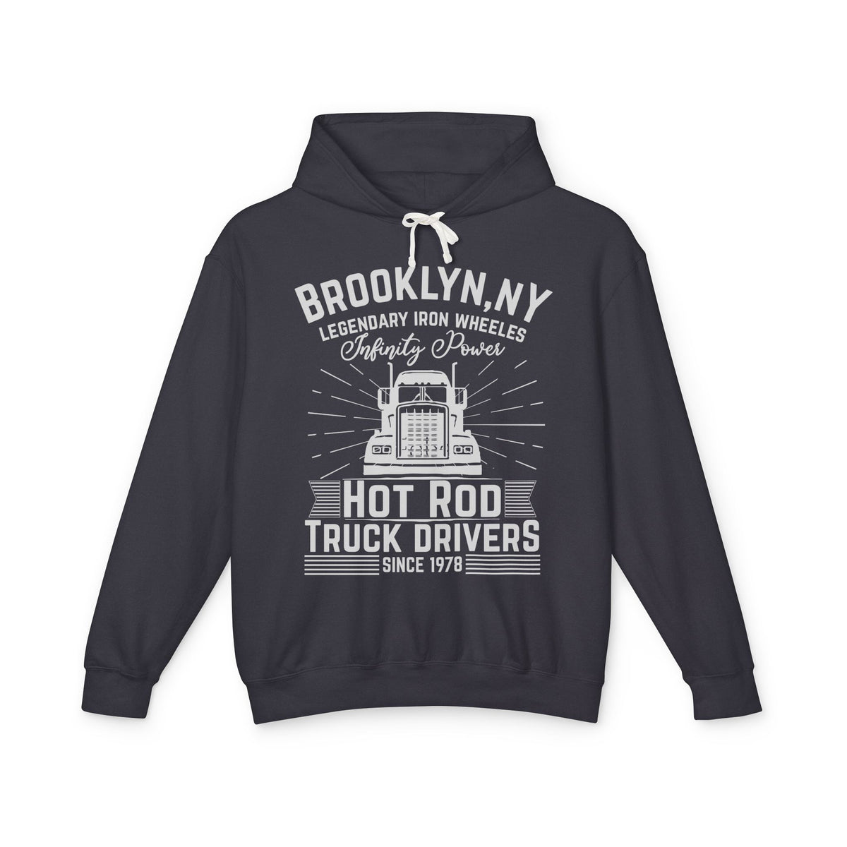 Brooklyn NY Hot Rod Truck Drivers Lightweight Hooded Sweatshirt