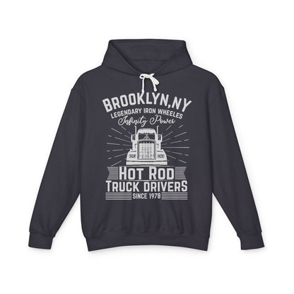 Brooklyn NY Hot Rod Truck Drivers Lightweight Hooded Sweatshirt