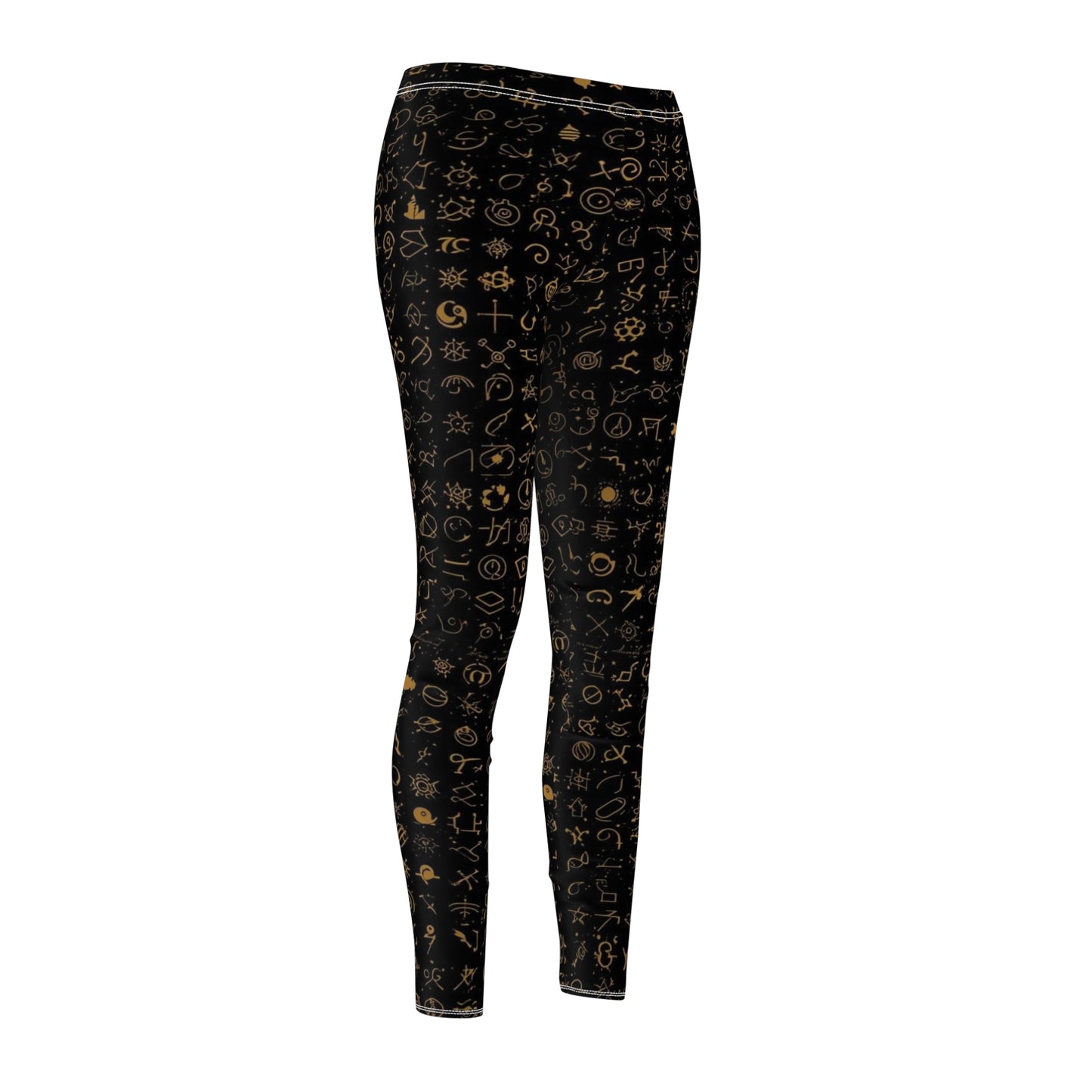 Black & Gold Mystic Symbols Women's Casual Leggings