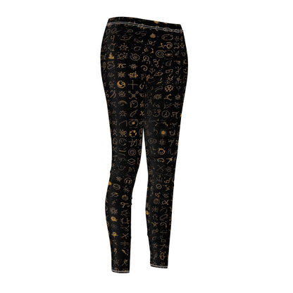 Black & Gold Mystic Symbols Women's Casual Leggings