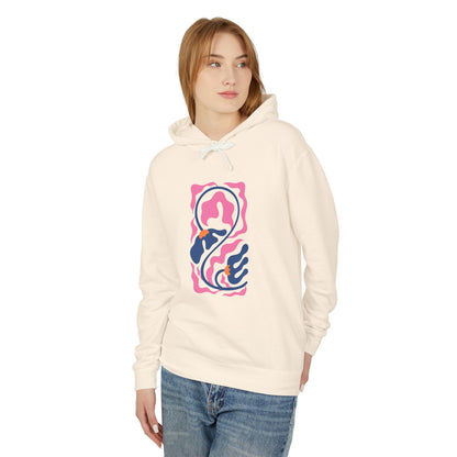 Pink Nautical Wave Graphic Lightweight Women's Hooded Sweatshirt