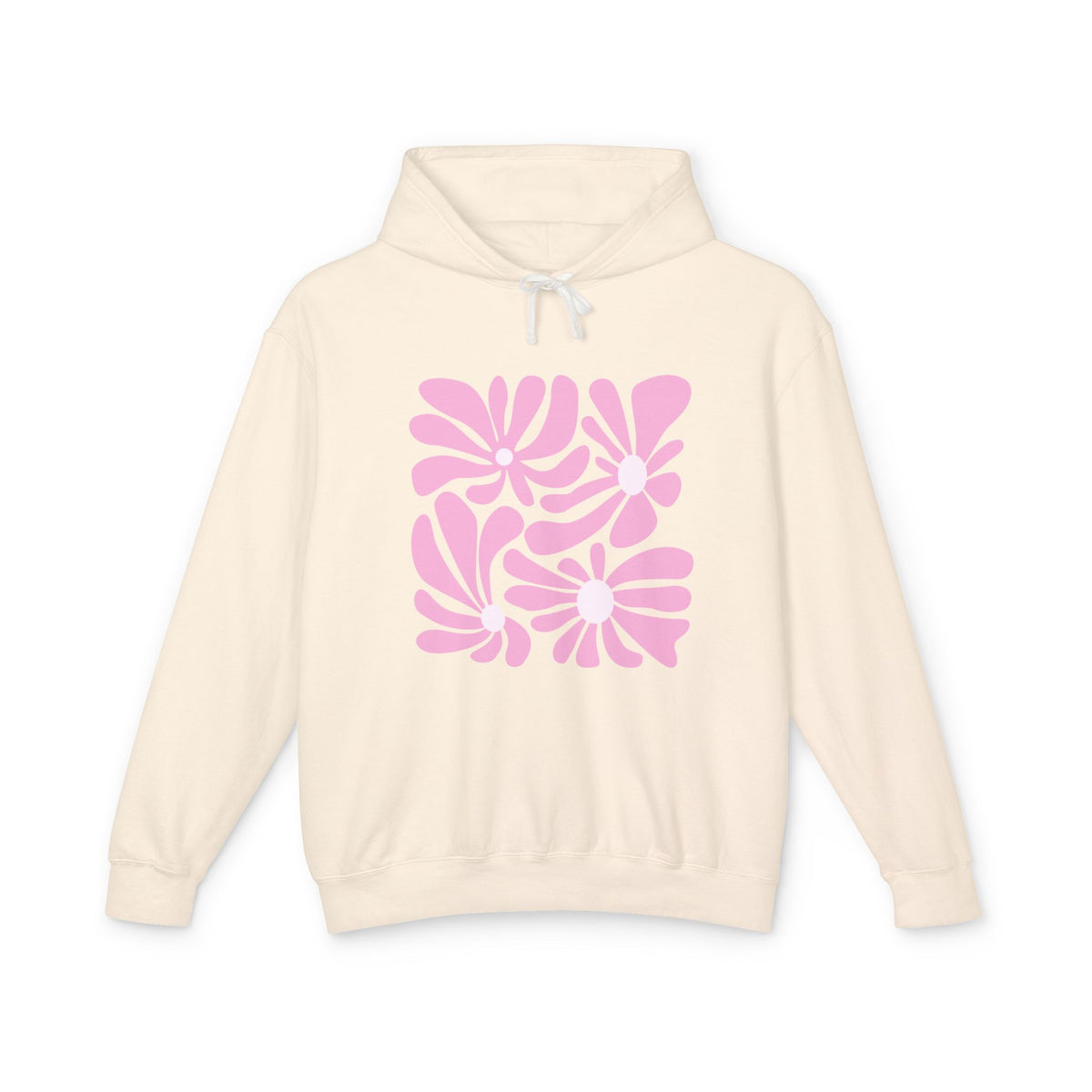 Pink Retro Floral Lightweight Women's Hooded Sweatshirt