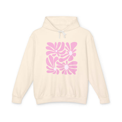 Pink Retro Floral Lightweight Women's Hooded Sweatshirt