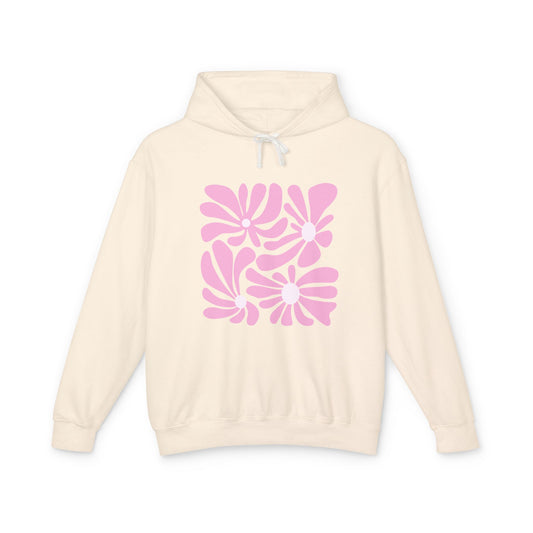 Pink Retro Floral Lightweight Women's Hooded Sweatshirt