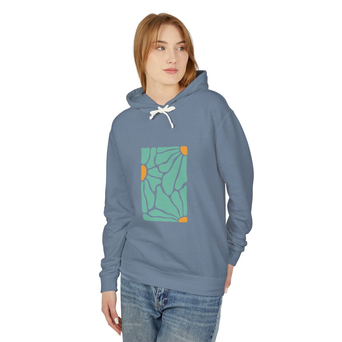 Abstract Botanical Pattern Lightweight Women's Hooded Sweatshirt