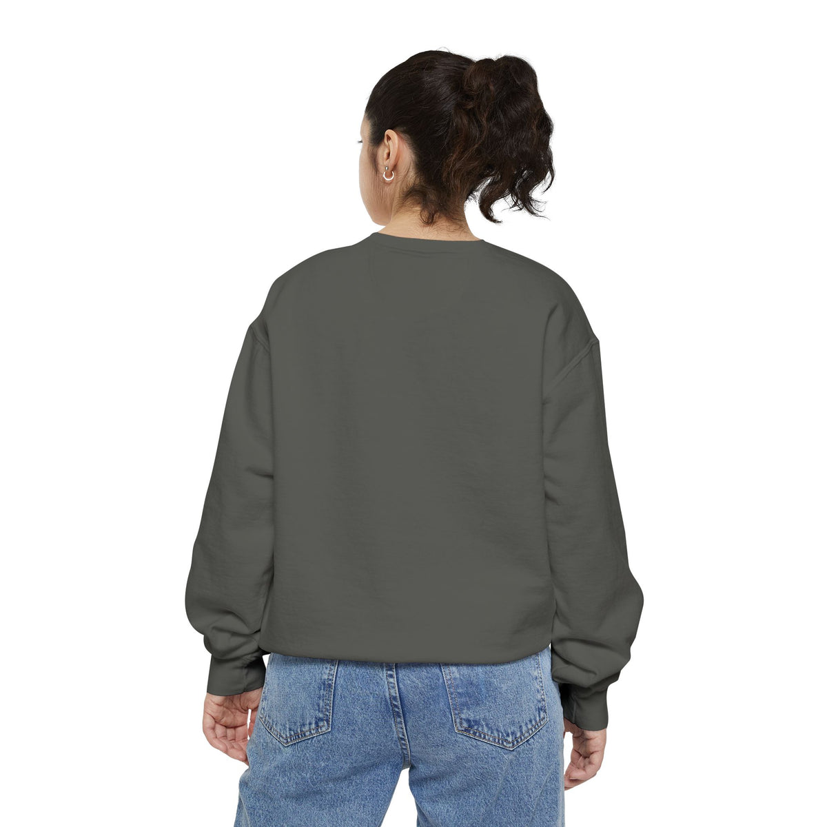 Floral Retro Block Print Garment-Dyed Women's Sweatshirt
