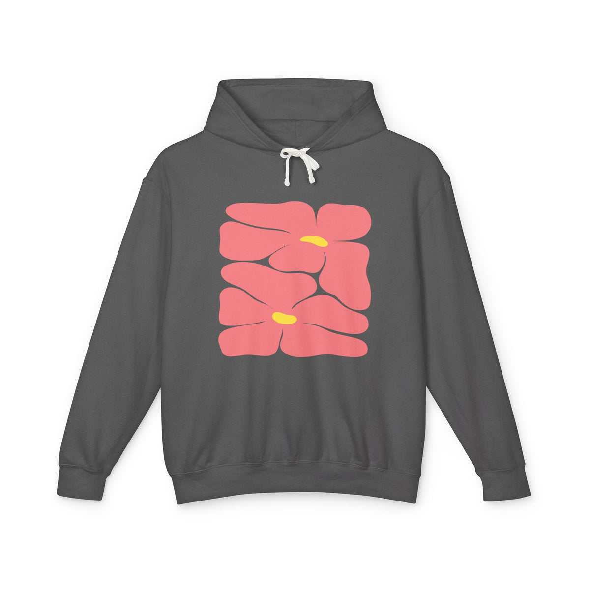 Pink Retro Flowers Graphic Lightweight Women's Hooded Sweatshirt