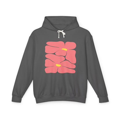 Pink Retro Flowers Graphic Lightweight Women's Hooded Sweatshirt