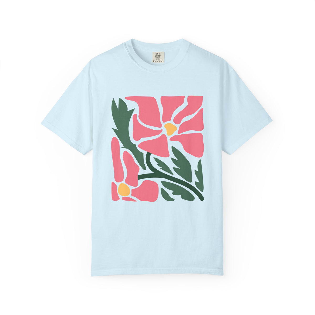 Pink Garden Graphic Garment-Dyed Women's T-Shirt