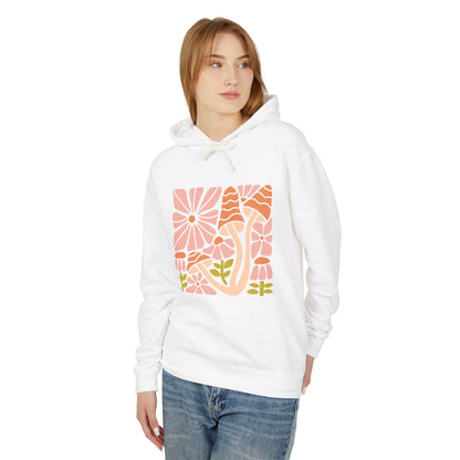 Floral Retro Waves Lightweight Women's Hooded Sweatshirt