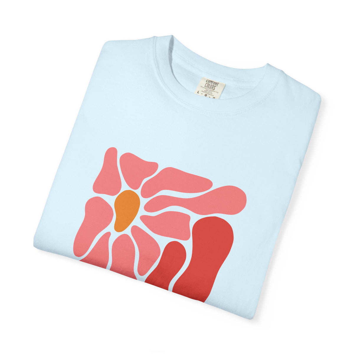 Pink Retro Flower Graphic Garment-Dyed Women's T-Shirt