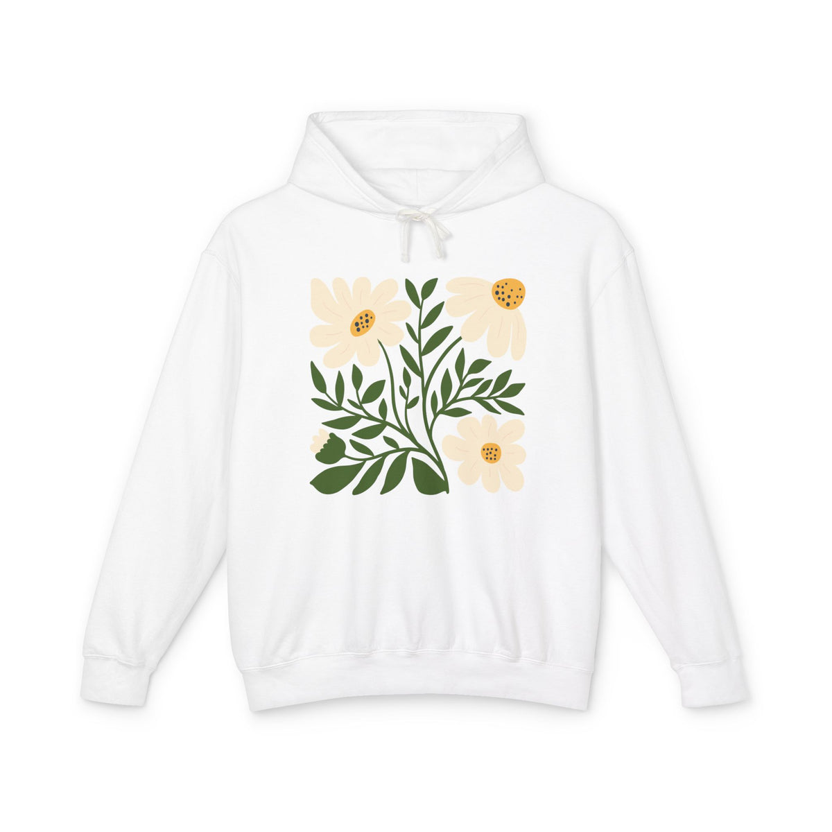 Minimal Yellow Bloom Lightweight Women's Hooded Sweatshirt
