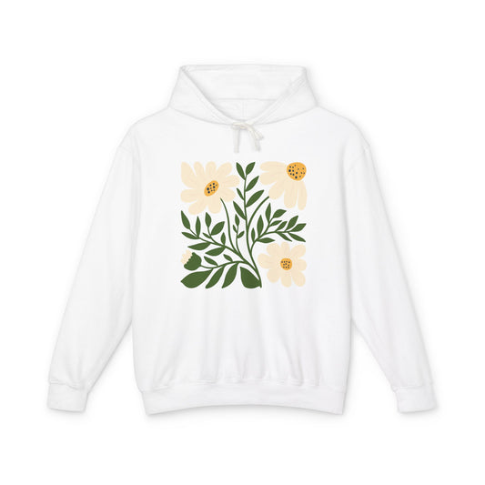 Minimal Yellow Bloom Lightweight Women's Hooded Sweatshirt