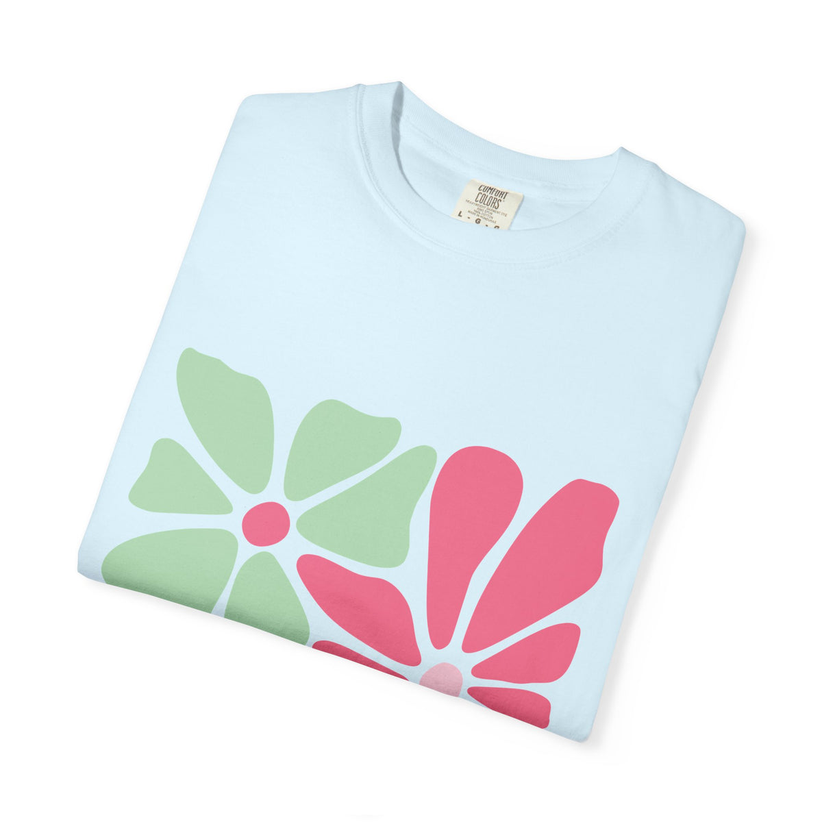Floral Retro Block Print Garment-Dyed Women's T-Shirt