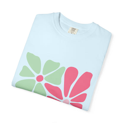 Floral Retro Block Print Garment-Dyed Women's T-Shirt