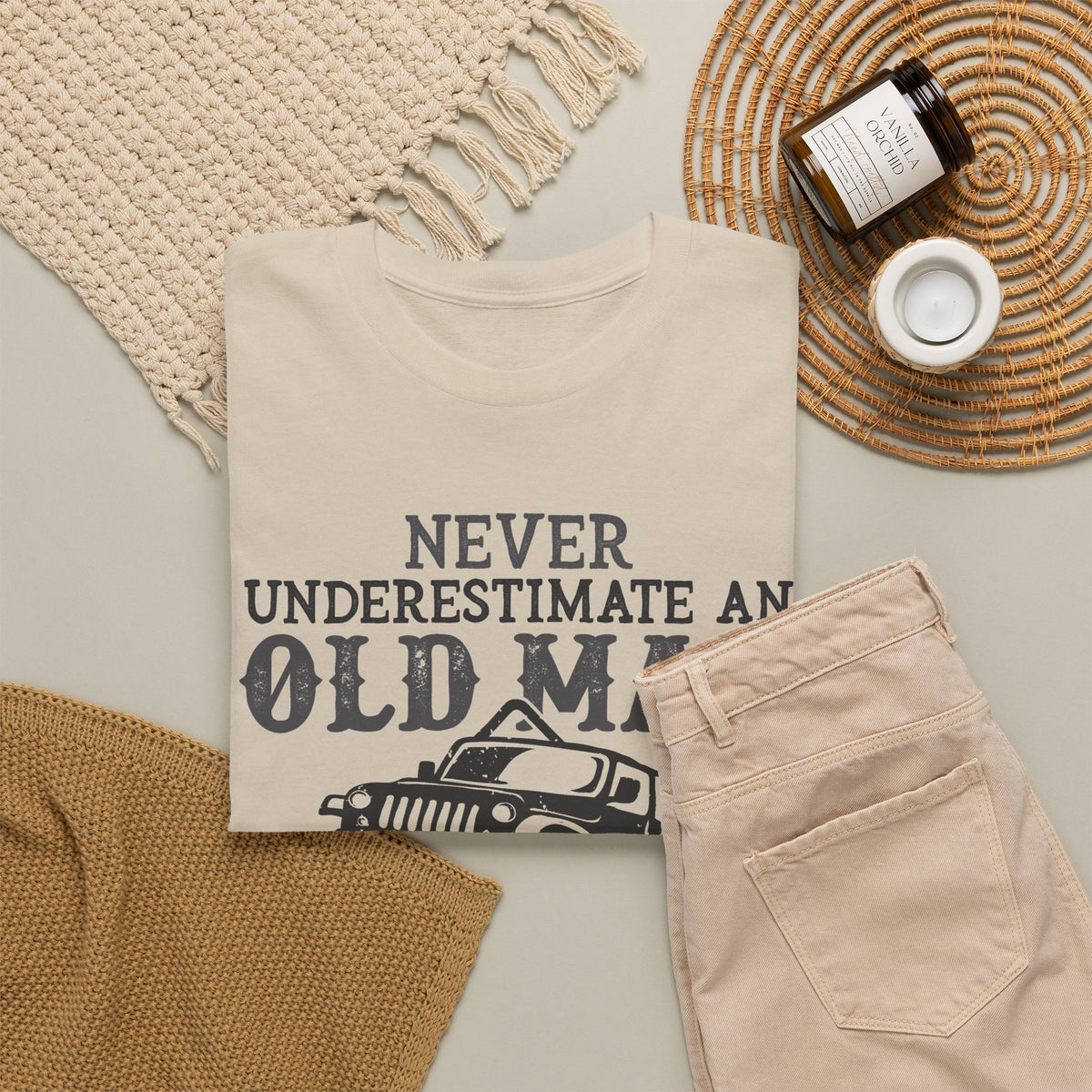 Never Underestimate An Old Man With A Jeep T-Shirt