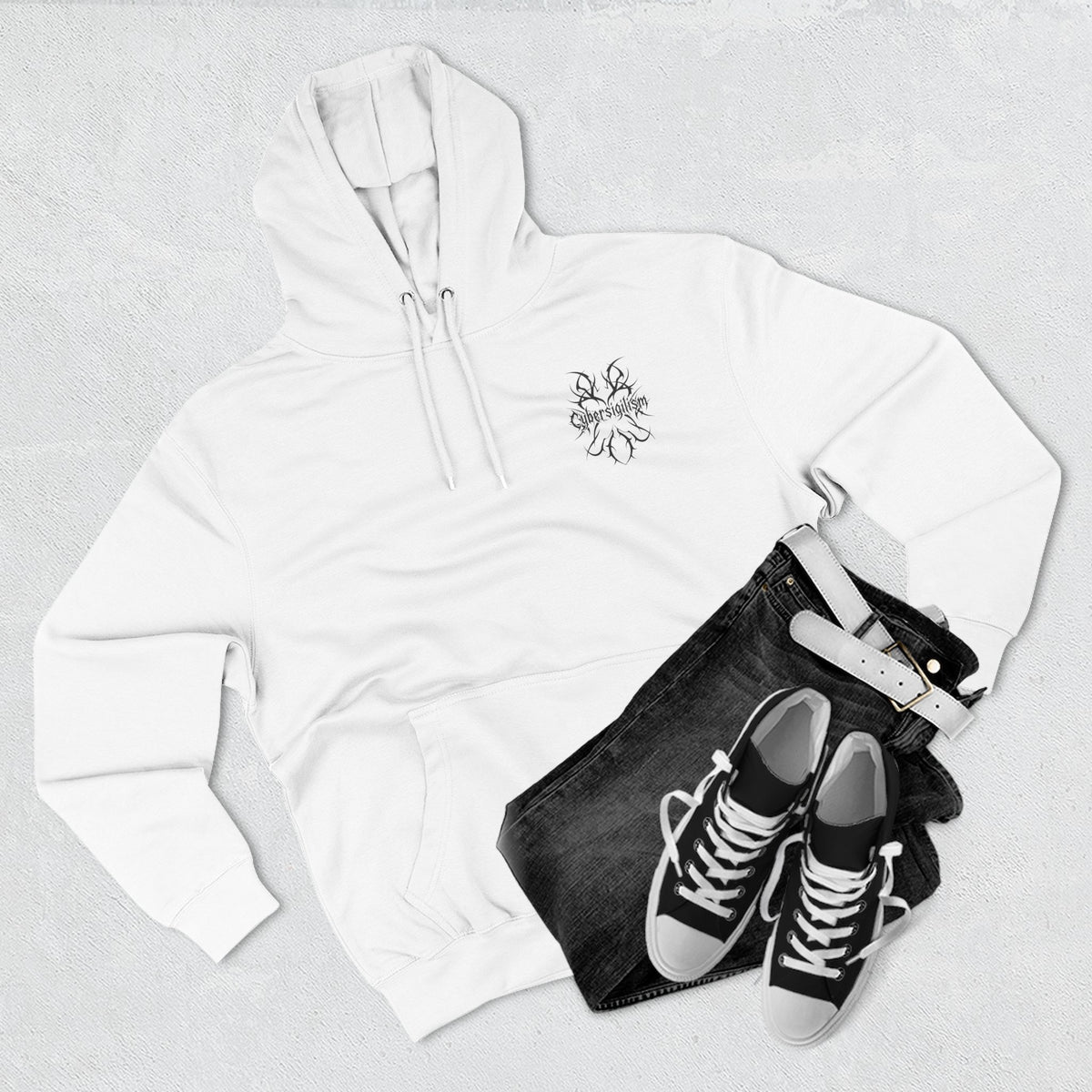 Cybersigilism Gothic Three-Panel Fleece Hooded Sweatshirt