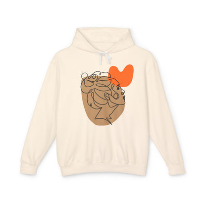 Abstract Heart Line Art Lightweight Women's Hooded Sweatshirt