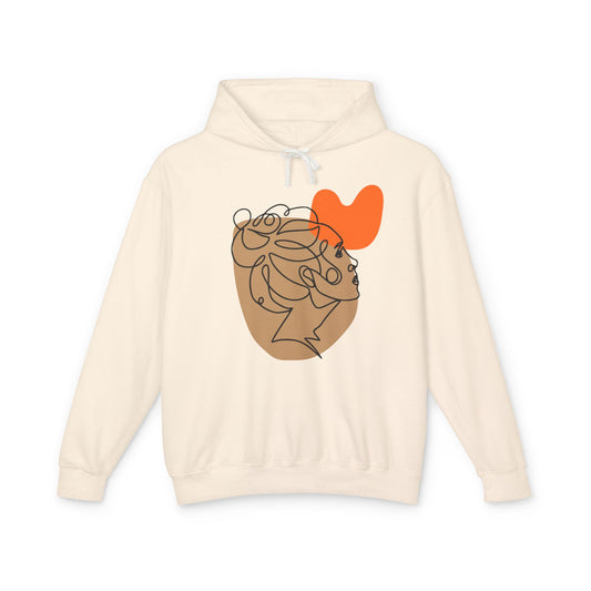 Abstract Heart Line Art Lightweight Women's Hooded Sweatshirt